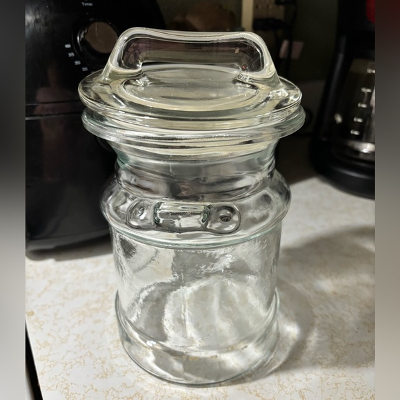 VTG LE Smith Clear Glass Milk Can Canister Container Storage Cookie Jar Farm - Picture 1 of 4